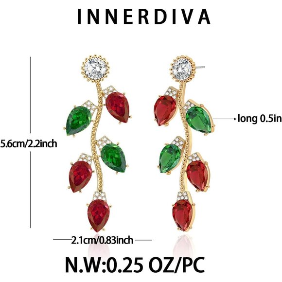 Gingerbread man garland deer colorful light bulbs Earrings Christmas Decoration - Picture 8 of 8